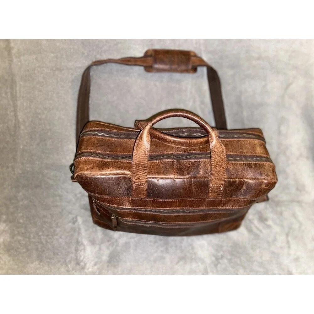 VTG Levinson Leather Goods Parker Messenger Work Bag Brown Buffalo Briefcase USA